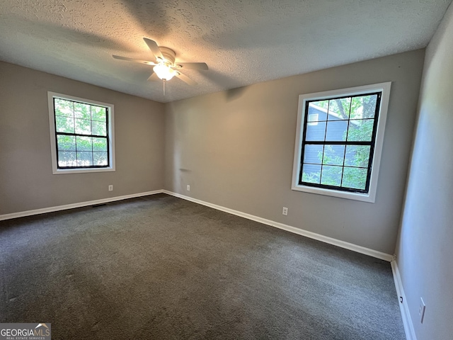 2045 Greentree Pkwy, Macon, GA 31220 - spare room featuring a textured ceiling, dark colored carpet, and a healthy amount of sunlight