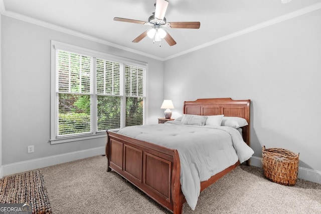 1985 Chapel Estates Ln, Dacula, GA 30019 - bedroom with multiple windows, light carpet, crown molding, and a ceiling fan