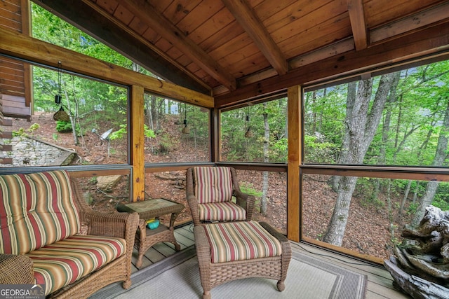 399 Ranch Mountain Dr, Dahlonega, GA 30533 - sunroom with a healthy amount of sunlight and beam ceiling