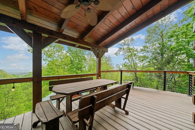 399 Ranch Mountain Dr, Dahlonega, GA 30533 - wooden terrace with ceiling fan