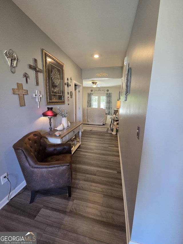 288 Mccall Way, Monroe, GA 30655 - hallway with baseboards, wood finished floors, and recessed lighting