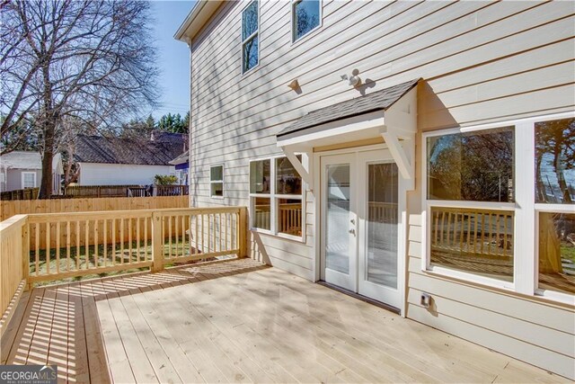 3286 Bachelor St, East Point, GA 30344 - wooden terrace with fence and french doors