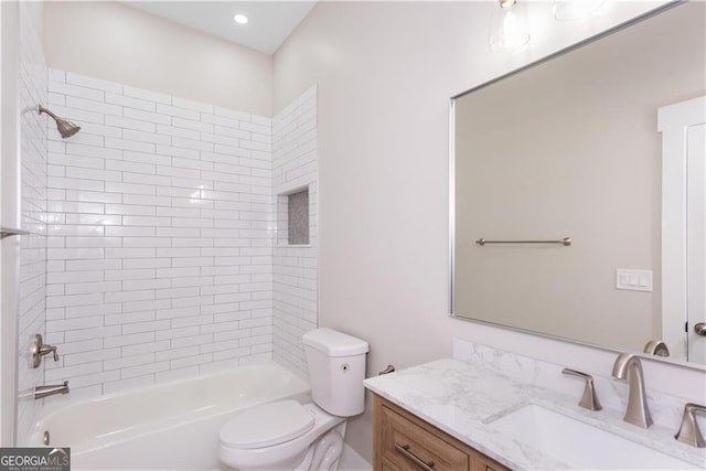3286 Bachelor St, East Point, GA 30344 - bathroom featuring toilet, vanity, and bathtub / shower combination