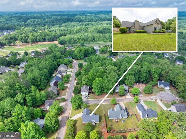 180 Laurel Oaks Ln, Jefferson, GA 30549 - aerial view of residential area featuring property boundaries highlighted and a forest