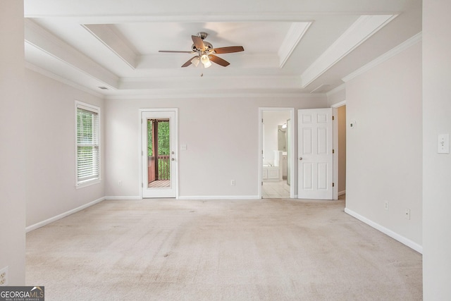 732 Sweet Gum Way, Canton, GA 30115 - empty room with a ceiling fan, a raised ceiling, and crown molding