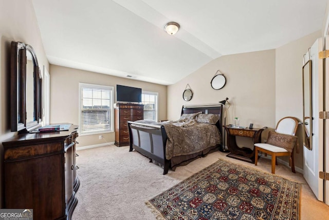 1635 Hampton Oaks Dr, Alpharetta, GA 30004 - bedroom with light colored carpet, lofted ceiling, and baseboards
