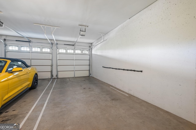 garage with a garage door opener