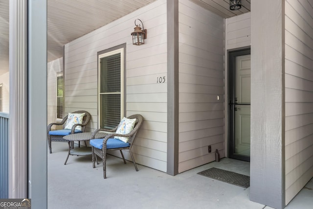 entrance to property with a porch