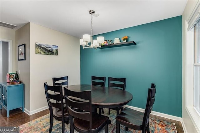 72 Griggs St SW, Marietta, GA 30064 - dining area with wood finished floors and a chandelier