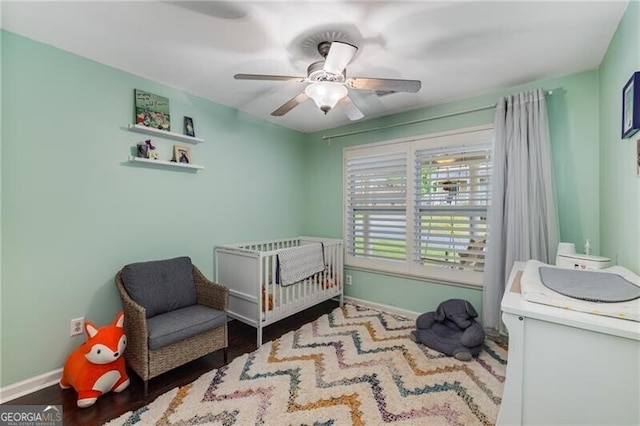 72 Griggs St SW, Marietta, GA 30064 - bedroom featuring wood finished floors and ceiling fan