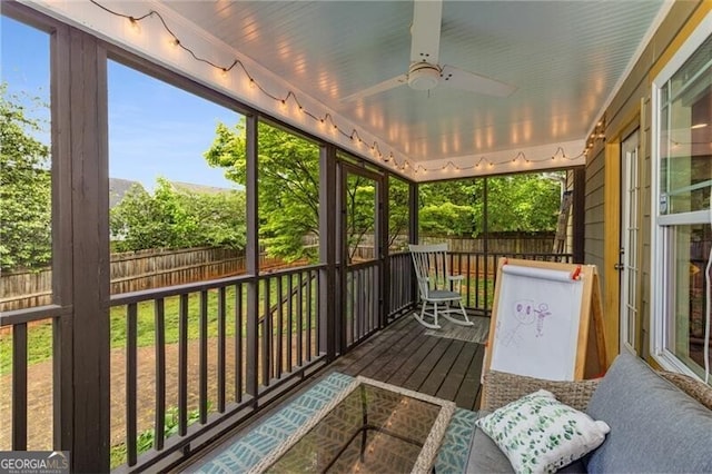 72 Griggs St SW, Marietta, GA 30064 - sunroom / solarium featuring a ceiling fan