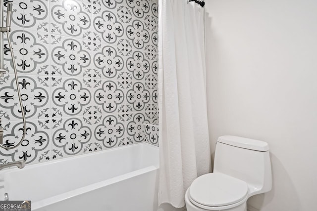369 Arnold Mill Rd, Woodstock, GA 30188 - full bath with toilet and shower / bathtub combination with curtain