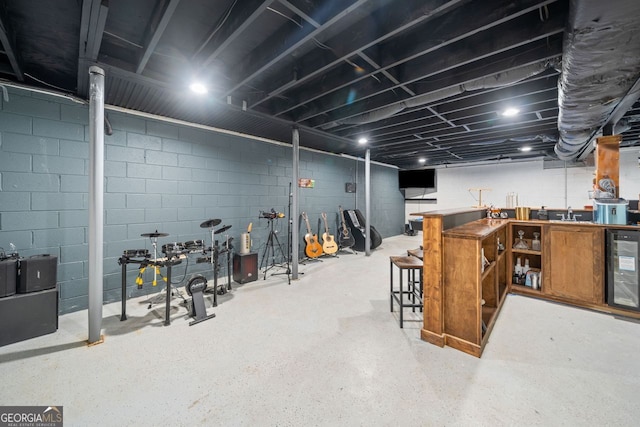 369 Arnold Mill Rd, Woodstock, GA 30188 - unfinished basement with wine cooler