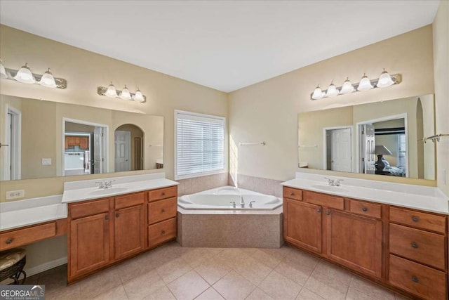 3125 Crooked Stick Dr, Cumming, GA 30041 - full bath featuring a bath, a sink, tile patterned flooring, and two vanities