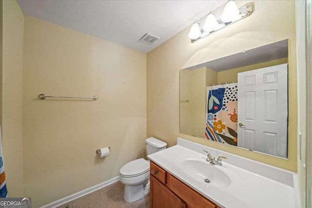 3125 Crooked Stick Dr, Cumming, GA 30041 - bathroom with tile patterned floors, vanity, baseboards, toilet, and visible vents