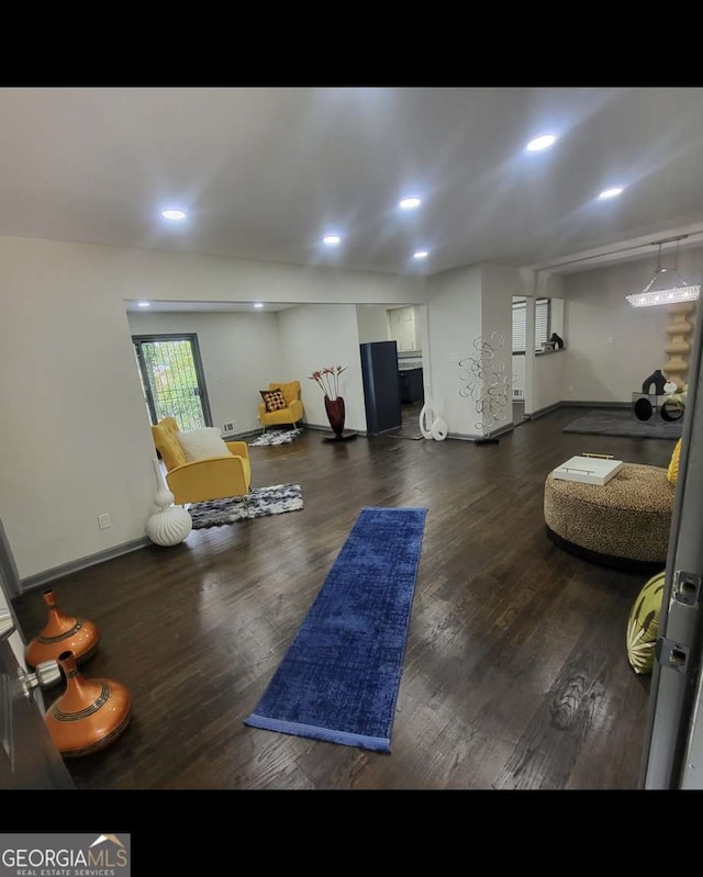 2704 Terratim Ln, Decatur, GA 30034 - workout room with wood finished floors, baseboards, and recessed lighting