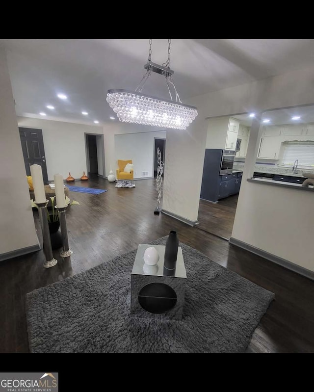 2704 Terratim Ln, Decatur, GA 30034 - dining area featuring dark wood-type flooring, recessed lighting, and baseboards