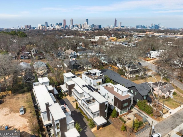 bird's eye view with a city view