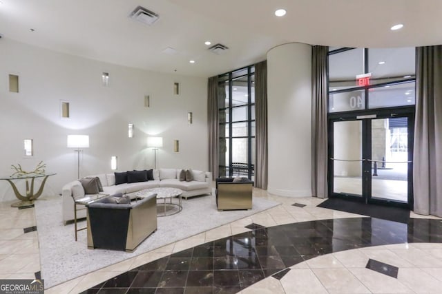 community lobby with visible vents
