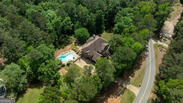 aerial view with a forest view