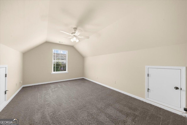 5950 Hidden Ridge Ct, Cumming, GA 30028 - bonus room with ceiling fan, vaulted ceiling, and carpet