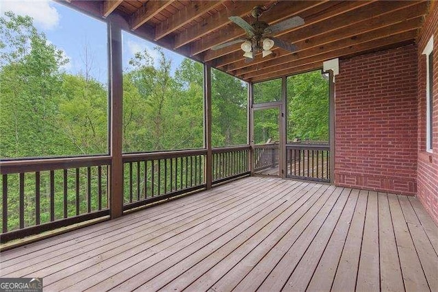 51 Sagemont Ct, Acworth, GA 30101 - deck with a sunroom and a ceiling fan
