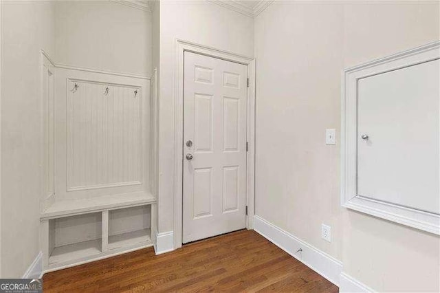 51 Sagemont Ct, Acworth, GA 30101 - mudroom with baseboards, crown molding, and wood finished floors