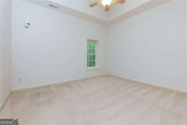 51 Sagemont Ct, Acworth, GA 30101 - spare room with visible vents, a ceiling fan, baseboards, and light carpet