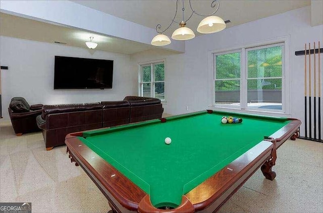 51 Sagemont Ct, Acworth, GA 30101 - game room featuring speckled floor, pool table, and plenty of natural light