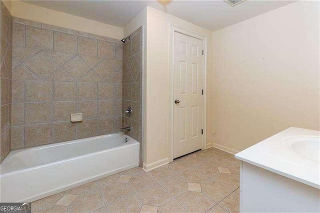 51 Sagemont Ct, Acworth, GA 30101 - full bathroom featuring baseboards, vanity, tile patterned floors, and  shower combination