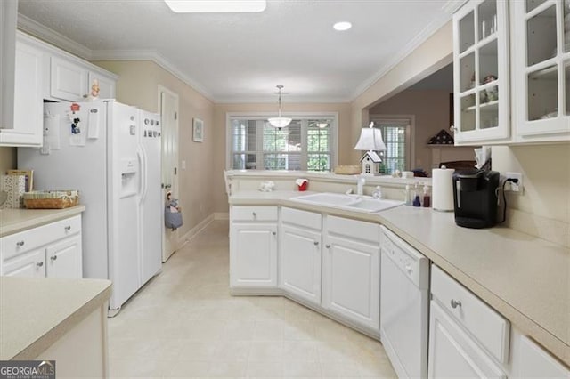 152 Cooper Creek Dr, Dallas, GA 30157 - kitchen featuring white cabinetry, a sink, white appliances, and light countertops
