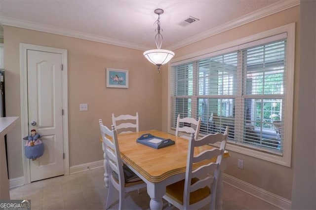 152 Cooper Creek Dr, Dallas, GA 30157 - dining space with baseboards, visible vents, and crown molding