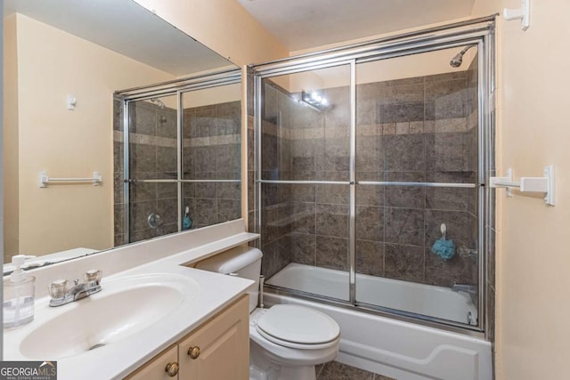 4319 Silver Peak Pkwy, Suwanee, GA 30024 - full bathroom with toilet, vanity, and enclosed tub / shower combo