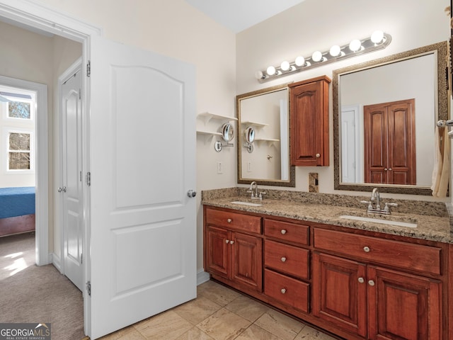 bathroom with double vanity