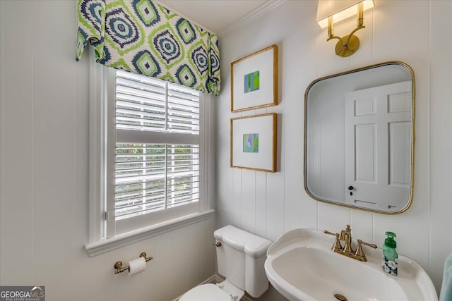 5 Prather Woods Ln, Augusta, GA 30909 - half bath with toilet, ornamental molding, and a sink