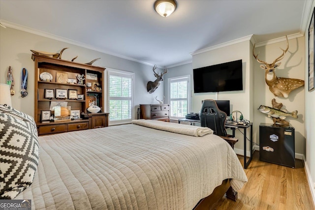 5 Prather Woods Ln, Augusta, GA 30909 - bedroom with light wood-type flooring, baseboards, and ornamental molding