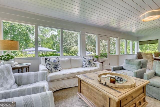 5 Prather Woods Ln, Augusta, GA 30909 - sunroom with wooden ceiling and an outdoor living space