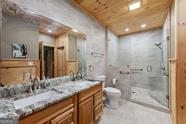 30 The Forest Rd, Blue Ridge, GA 30513 - full bathroom with a stall shower, visible vents, a sink, and toilet