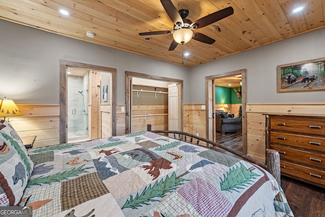 30 The Forest Rd, Blue Ridge, GA 30513 - bedroom featuring wainscoting, wood walls, wood finished floors, and recessed lighting