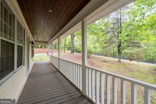 deck with a porch