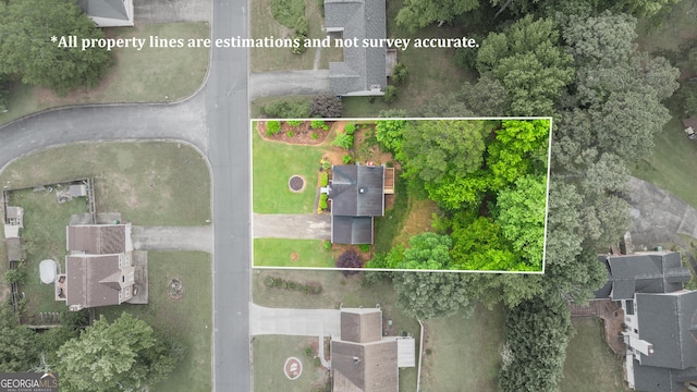 aerial view of property's location with property boundaries highlighted