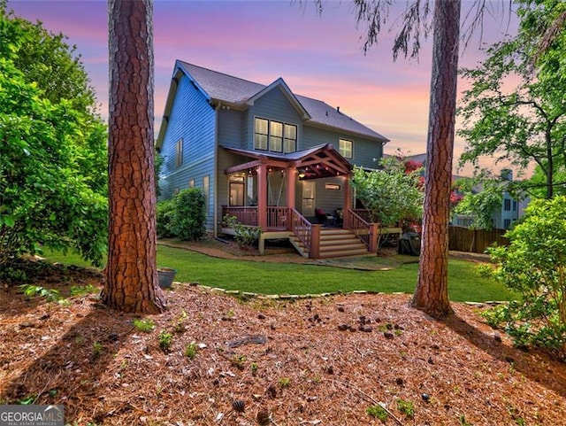 view of yard featuring a wooden deck