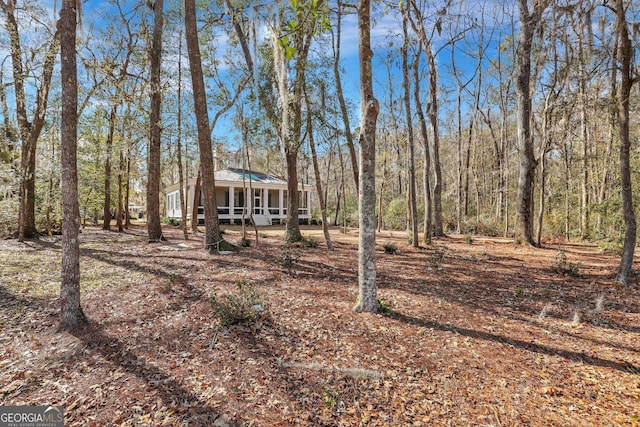192 Myrtle Grove Ln, Richmond Hill, GA 31324 - view of yard featuring a wooded view and a sunroom