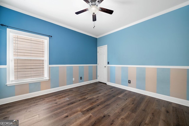 548 Myrtle Trace Ln, Suwanee, GA 30024 - unfurnished room featuring crown molding, wood finished floors, and a ceiling fan