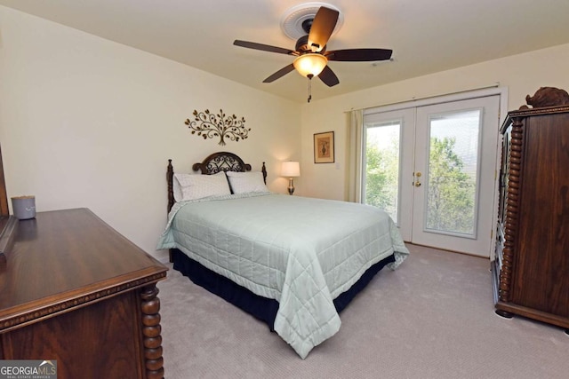 62 Eagles View Ct, Hayesville, NC 28904 - carpeted bedroom with access to outside, french doors, and a ceiling fan