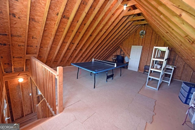62 Eagles View Ct, Hayesville, NC 28904 - recreation room featuring vaulted ceiling