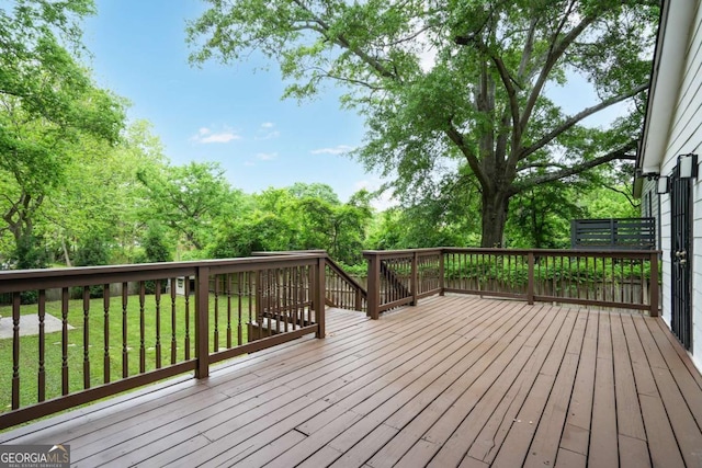 360 New Jersey Ave NW, Atlanta, GA 30314 - wooden terrace featuring a yard and view of scattered trees