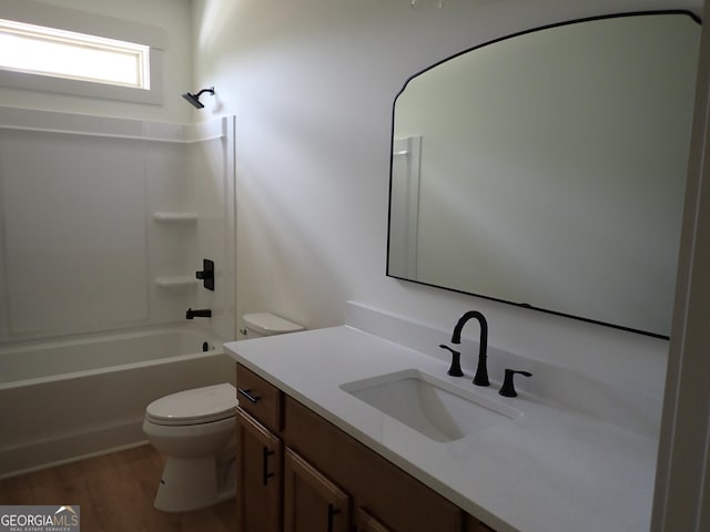 45 Hometown Ct, Jefferson, GA 30549 - full bath featuring wood finished floors, tub / shower combination, vanity, and toilet