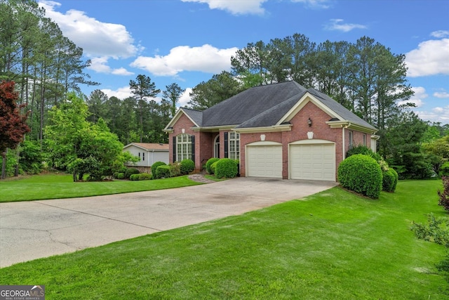 5510 Conway Dr, Marietta, GA 30068 - view of front of property featuring brick siding, driveway, a front yard, and a garage