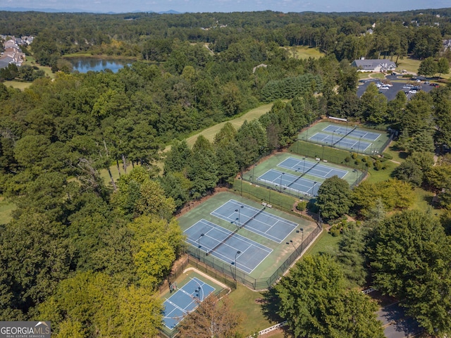 7045 Mountain Xing, Cumming, GA 30041 - birds eye view of property with a view of trees and a water view
